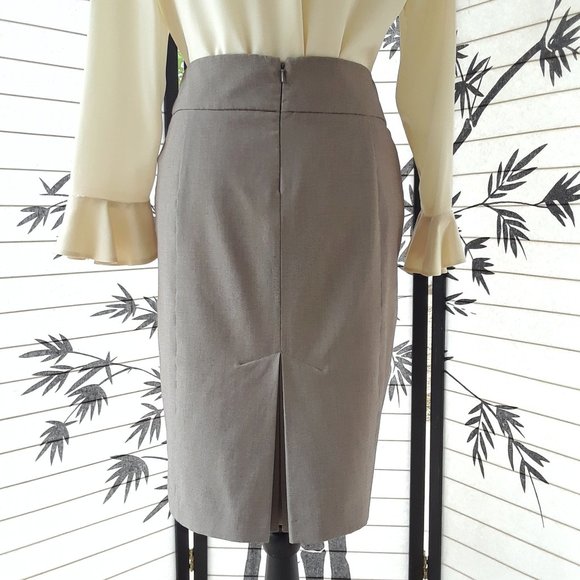 NY & Co Light Gray Double Box Pleat Pencil Skirt - Picture 7 of 14